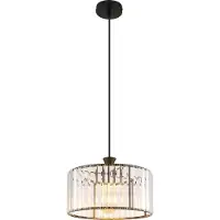 Globo Lighting Hängeleuchte Metall schwarz matt, Acrylkristalle klar, Kabel PVC schwarz, ø: 310mm, H: 1200mm, exkl. 1x E27 60W 230V