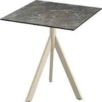 Essentials Infinity Tripod Terrassentisch Sand frame + Galaxy Marble HPL 70x70 cm