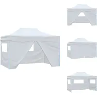 vidaXL Profi-Partyzelt Faltbar mit 4 Seitenwänden 3×4m Stahl Weiß - Pavillons & Partyzelte