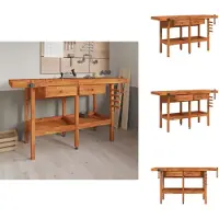 vidaXL Werkbank mit Schubladen Schraubstöcken 162x62x83 cm Akazienholz - Werkbänke