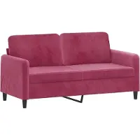 vidaXL 2-tlg. Sofagarnitur mit Kissen Weinrot Samt