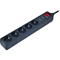 Gembird SPG5-C-5, 5 AC-Ausgänge, Typ F, 50 - 60 Hz, Schwarz, 1,5 m, 450 g