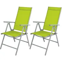 Mojawo 2 Stück Garten Klappstuhl Aluminium - Textilen Silbergrau/Lime