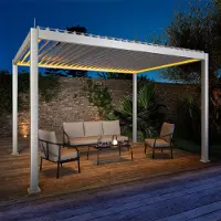 Sweeek - Pergola mit motorisiertem Lamellendach und LED-Beleuchtung Triomphe 3x4m - Weiß