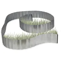 Relaxdays Rasenkante verzinkt, Beetumrandung Metall, Beeteinfassung als Wurzelsperre, 5 m x 16 cm, flexibel, silber, grau