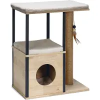Designed By Lotte Kratzmöbel Kratzbaum Nala ca. 65 x 40 x 82 cm Holz, Sisal, Alu 2 Ebenen 1 Höhle , braun, beige, schwar