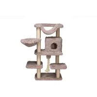 Beeztees Kratzbaum Duco, taupe, 60x45x126 cm, mit Schlafplatz und Spielseil, 15 kg