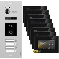 Balter EVO HD Silber RFID/Fingerprint 8x7" Schwarz Video Türsprechanlage Set 4 Familienhaus