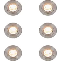 QAZQA Set mit 6 modernen Einbauspots Stahl rund IP44 - Xena