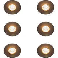QAZQA - Set mit 6 modernen Bad I Badezimmer Außen Einbaustrahlern schwarz rund IP44 - Xena I Außenbeleuchtung - Aluminium - LED geeignet GU10