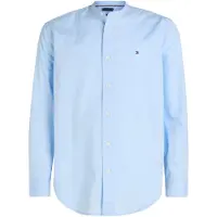 Tommy Hilfiger für Herren. MW0MW39966 Flexhemd mit Opa-Kragen blau (L), Lässig, Baumwolle, Langarm