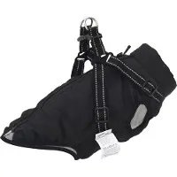 vidaXL Hundemantel mit Geschirr Wasserdicht Reflektierend Schwarz L36