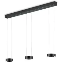 Knapstein Zera-3 LED-Pendelleuchte-Schwarz-mit Prismenabdeckung