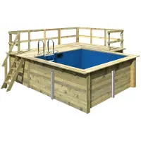 Karibu Rechteckpool "Holzpool Milano B" BxLxH: 353x320x124 cm, kesseldruckimpägniert mit 2 Sonnenterassen