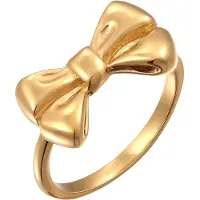 Elli Ring 925 Sterling Silber Schleife in Gold | Gr.: 58