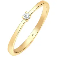 Elli DIAMONDS Ringe - Ring Verlobung Solitär Diamant (0.03 ct.) 925 Silb - Gr. 56 MM - in Gelbgold - für Damen