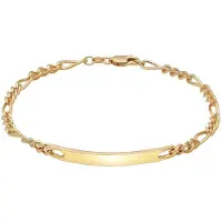 KUZZOI Armband Herren Id Platte Figaro Klassisch 925 Silber Kuzzoi Gold