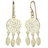 Elli Ohrringe Traumfänger Federn Boho Festival 925 Silber Elli Gold