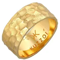 KUZZOI Ring Herren Bandring Gehämmert 925 Sterling Silber Kuzzoi Gold