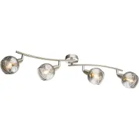 Globo Lighting LED Strahler Metall Nickel matt, Glas, klar, beweglich, LxBxH: 700x315x210mm, inkl. 4x E14 LED 4W 230V, 400lm Source, 324lm Output, 3000K