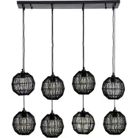 Globo Lighting Hängeleuchte Metall schwarz matt, Metallgeflecht schwarz matt, Höhe kürzbar, Höhenverstellbar, LxBxH: 940x240x1400mm, exkl. 8x E27 25W 230V