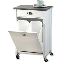 Kesper Küchenwagen weiß mit 2 Abfalleimern (je 15 L) – 50 x 37 x 79 cm – - Servierwagen – mit Schubkasten & 4 Rollen, 2 feststellbar – 2552713