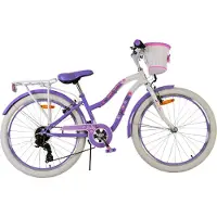 Volare Lovely Kinderfahrrad - Mädchen - 24 Zoll - Lila - 7 Gänge