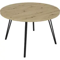 ByLiving Esstisch MARTA / runde Tischplatte Artisan Eiche / Gestell Metall schwarz matt / Küchentisch für bis zu 5 Personen / D 120 cm, H 76 cm
