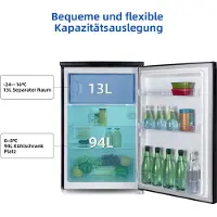 Chiq CTT107BC Kühlschrank mit Gefrierfach, 7 Temperaturregelstufen, geräuscharm, schwarz