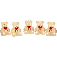 Konstsmide Weihnachtsdekoration, LED Acrylfiguren" Bärchen" in Weiß, 5er-Set mit 40 warmweißen Dioden und weißem Kabel , für den Außenbereich (IP44)