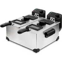 H.Koenig DFX600 Fritteuse / Edelstahl / Doppelbecken 3L / herausnehmbare spülmaschinenfeste Körbe