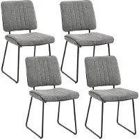 ByLiving Esszimmerstuhl 4er Set LIAM / Webstoff grau / Steppung und Keder Kunstleder schwarz / Gestell Metall schwarz / Esszimmerstuhl / Wohnzimmerstuhl / B 45, H 83, T 61 cm
