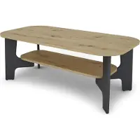 ByLiving Couchtisch JONNY / Melamin Artisan Eiche, Melamin Anthrazit / B 110, H 42,5, T 55 cm / mit Ablageboden