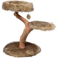 Dobar Design-Kratzbaum "Jimmy" mit Naturstämmen und Spielball, Katzenmöbel mit zwei Liegeflächen, Ø 50 x 72-82 cm, Braun