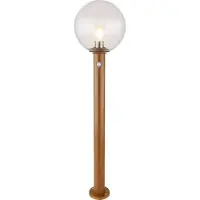 Globo Lighting Außenleuchte Aluminium Druckguss Holzoptik, Glas klar, Sensor inkl., IP44, Glas mit Luftblasen, ø: 250mm, H: 1000mm, exkl. 1x E27 LED 15W 230V