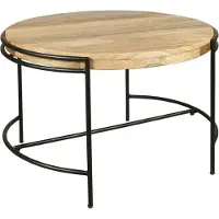ByLiving Couchtisch HANNA / Platte Mangoholz massiv / Gestell Metall schwarz / B 60, H 40, T 62 cm