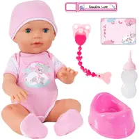 Bayer Design 94209AA Interaktive Puppe Piccolina Love, Trink- und Nässfunktion, bewegt den Mund, blinzelt und schließt die Augen, mit Babylauten