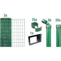Alberts Fix-Clip Pro Gartenzaun, Höhe 153 cm, Länge 50 m, Zaun-Komplettset zum Einbetonieren, grün