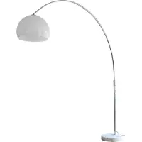 SalesFever Bogenlampe XXL 230 cm | höhenverstellbar | Ø Lampenschirm 40 cm | echter Marmorfuß | B 220 x T 40 x H 230 cm | weiß
