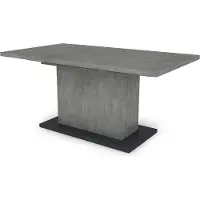 ByLiving Esstisch Athen, 160-200x90 cm, Tischplatte und Säule Melamin Beton-Optik, Bodenplatte Melamin Anthrazit