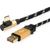 Roline GOLD USB 2.0 Kabel, USB A ST reversibel - USB C ST gewinkelt, 3 m