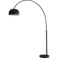 SalesFever Bogenlampe 195 cm | Ø Lampenschirm 33 cm | echter Marmorfuß | B 165 x T 33 x H 195 cm | schwarz lackiert