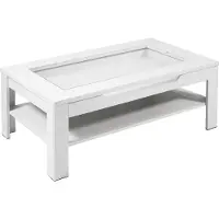 ByLiving Couchtisch Ralph, Melamin weiß, Schubkasten mit Glassauschnitt, mit Dekofach, 110 x 67 cm