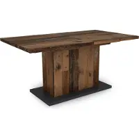 ByLiving Esstisch Athen, 160-200x90 cm, Tischplatte und Säule Melamin Old Style, Bodenplatte Melamin Anthrazit