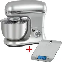 ProfiCook Knetmaschinen-Set PC-KM 1222 W silber/edelstahl inkl. Küchenwaage / 1.200 Watt / 5 Liter / 8 Geschwindigkeitsstufen / Softanlauf