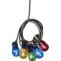 Konstsmide - LED Biergartenkette, bunt, 20 bunte Birnen / 40 warm weiße Dioden, 6V_Außentrafo, schwarzes Kabel