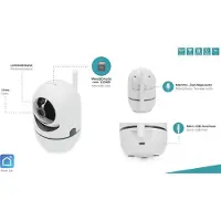 Digitus Smarte Full HD PT-Innenkamera mit Auto-Tracking, WLAN + Sprachsteuerung, IP-Sicherheitskamera, Drinnen, Kabellos, Extern, Decke/Wand/Schreibtisch, Weiß