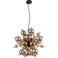 Globo Lighting Hängeleuchte Metall schwarz matt, Glaskugeln rauchfarben, Kabel PVC schwarz, Höhe kürzbar, ø: 550mm, H: 1200mm, Glaskugeln-DM: 24 x 6 cm, 24 x 10 cm, exkl. 6x E14 25W 230V