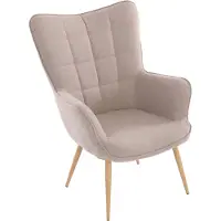 ByLiving Sessel Uta / Webstoff sandfarben / Gestell Metall in Eichenoptik foliert / Relaxsessel /Armlehnen-Sessel / B 72, H 97, T 80 cm