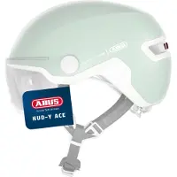 ABUS Stadthelm HUD-Y ACE - stylischer Fahrradhelm mit Visier und magnetischem, aufladbarem LED-Rücklicht - für Damen und Herren - pure mint, Größe S (51-55 cm)